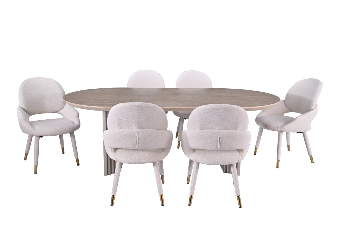 7-PIECE DINING SET - BEIGE