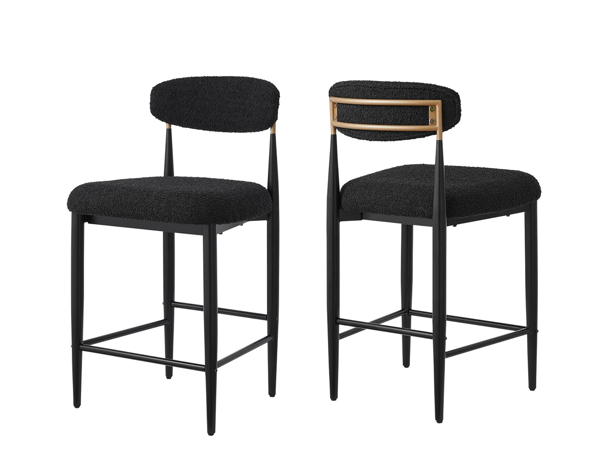 COUNTER STOOL, SET OF 2 - BLACK