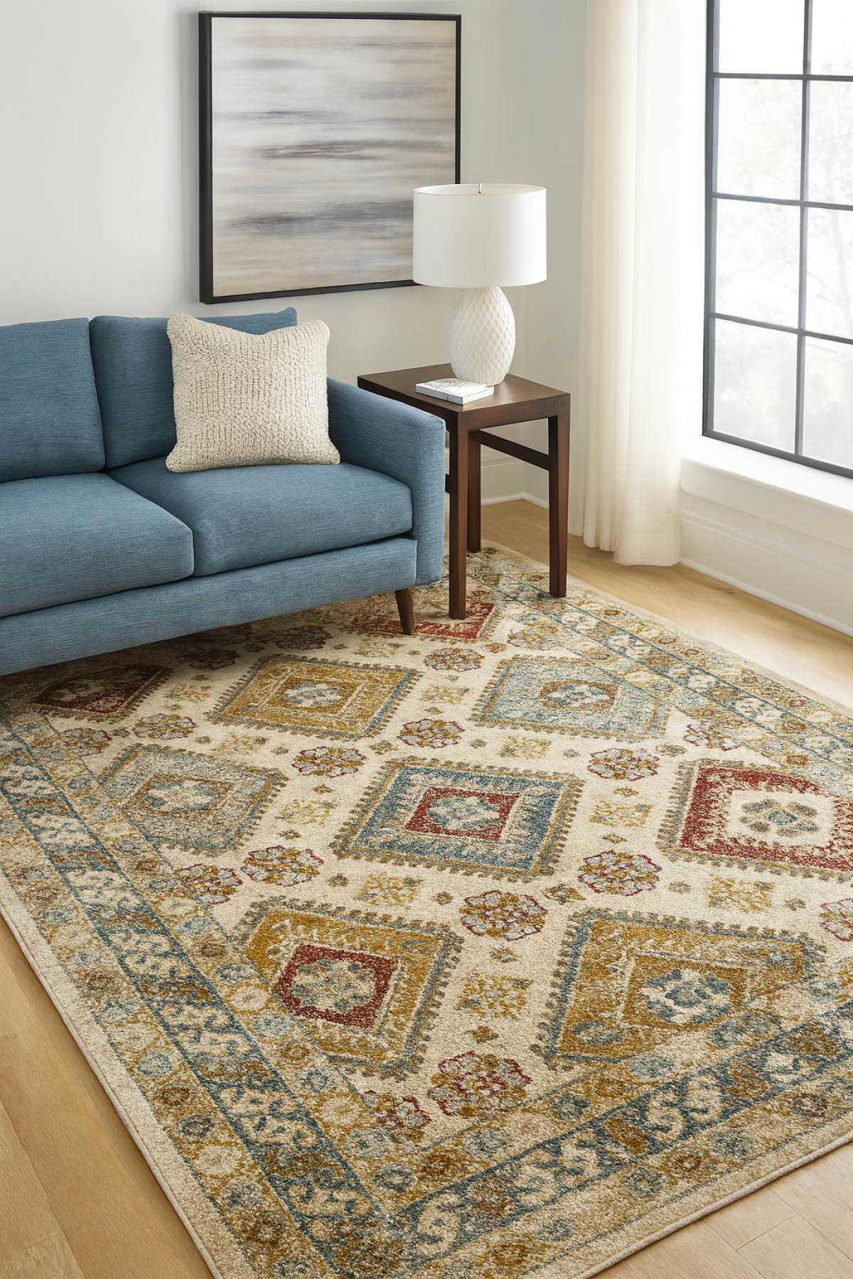 7 X 9 AREA RUG - CREAM/GREY/TAUPE