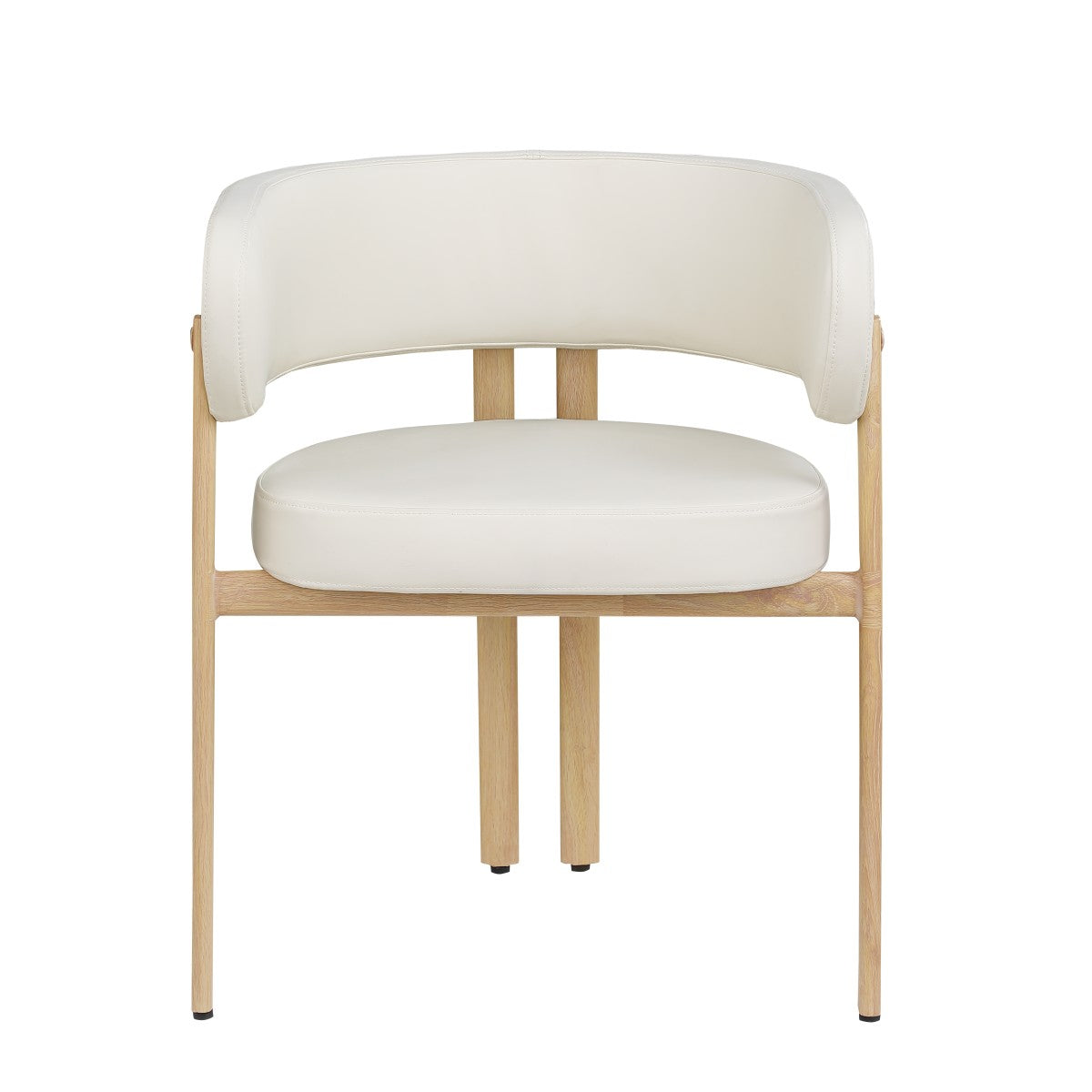 DINING CHAIR, SET OF 2 - CREAM/OAK