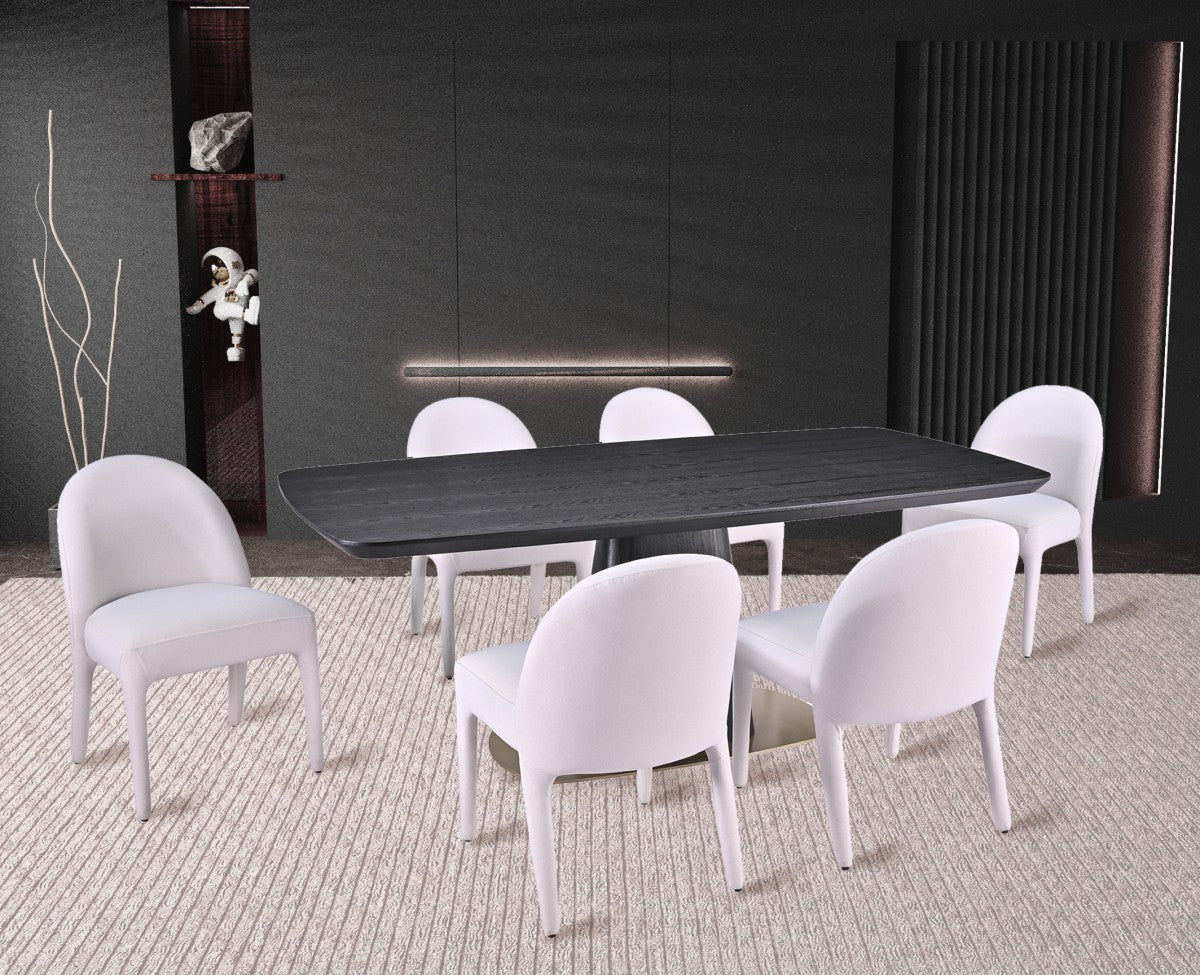 7-PIECE DINING SET - BLACK/BEIGE