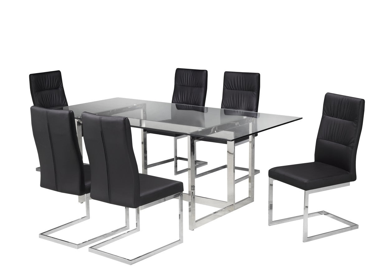 7-PIECE DINING SET - BLACK