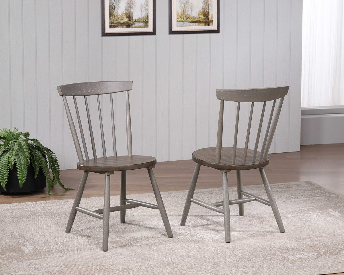 DINING CHAIR, SET OF 2 - OAK/GREY