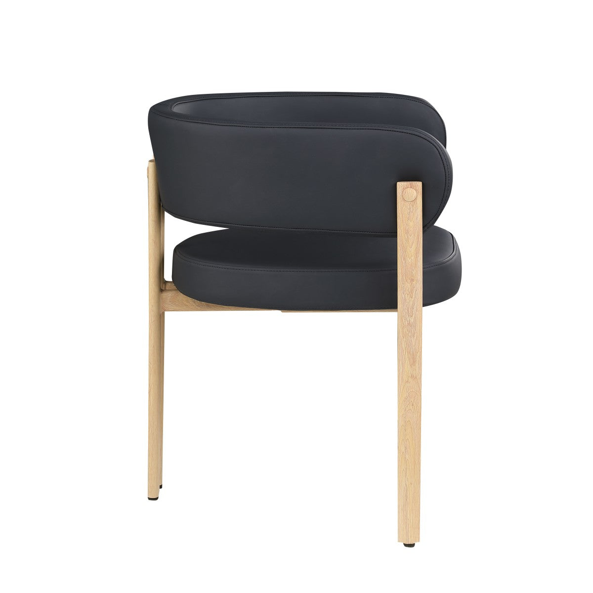 DINING CHAIR, SET OF 2 - BLACK/OAK