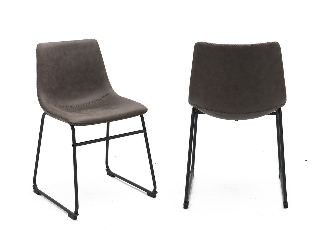 DINING CHAIR, SET OF 2, VINTAGE BROWN