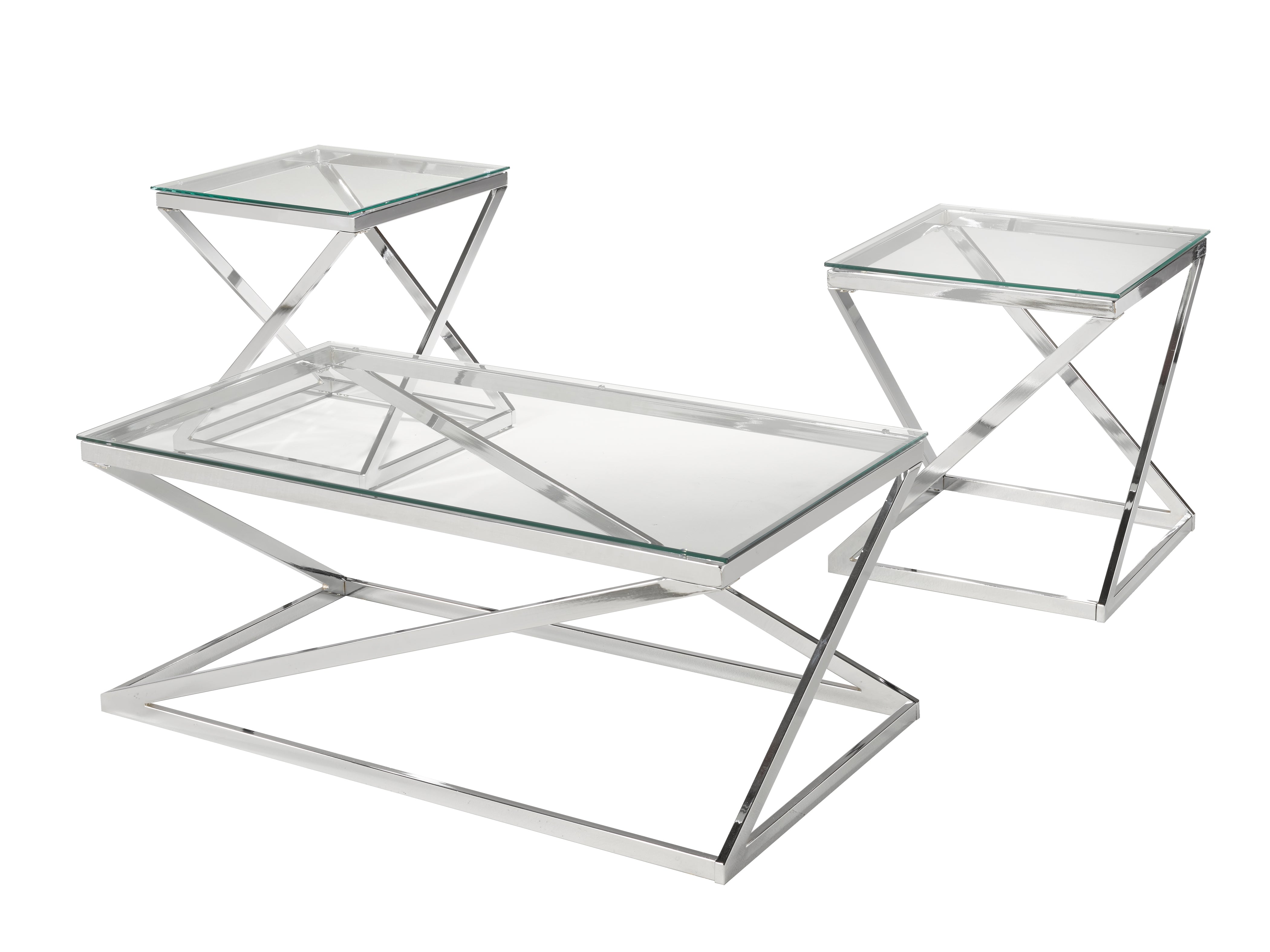 3-PEICE COFFEE TABLE SET - SILVER