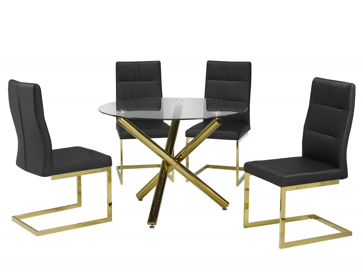 5-PIECE DINING SET, BLACK/GOLD