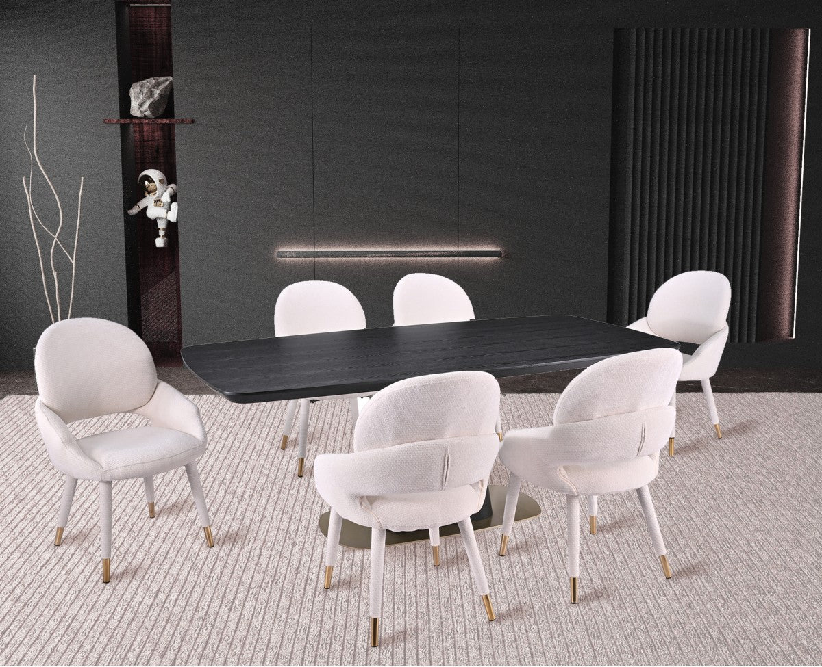 7-PIECE DINING SET - BLACK/BEIGE