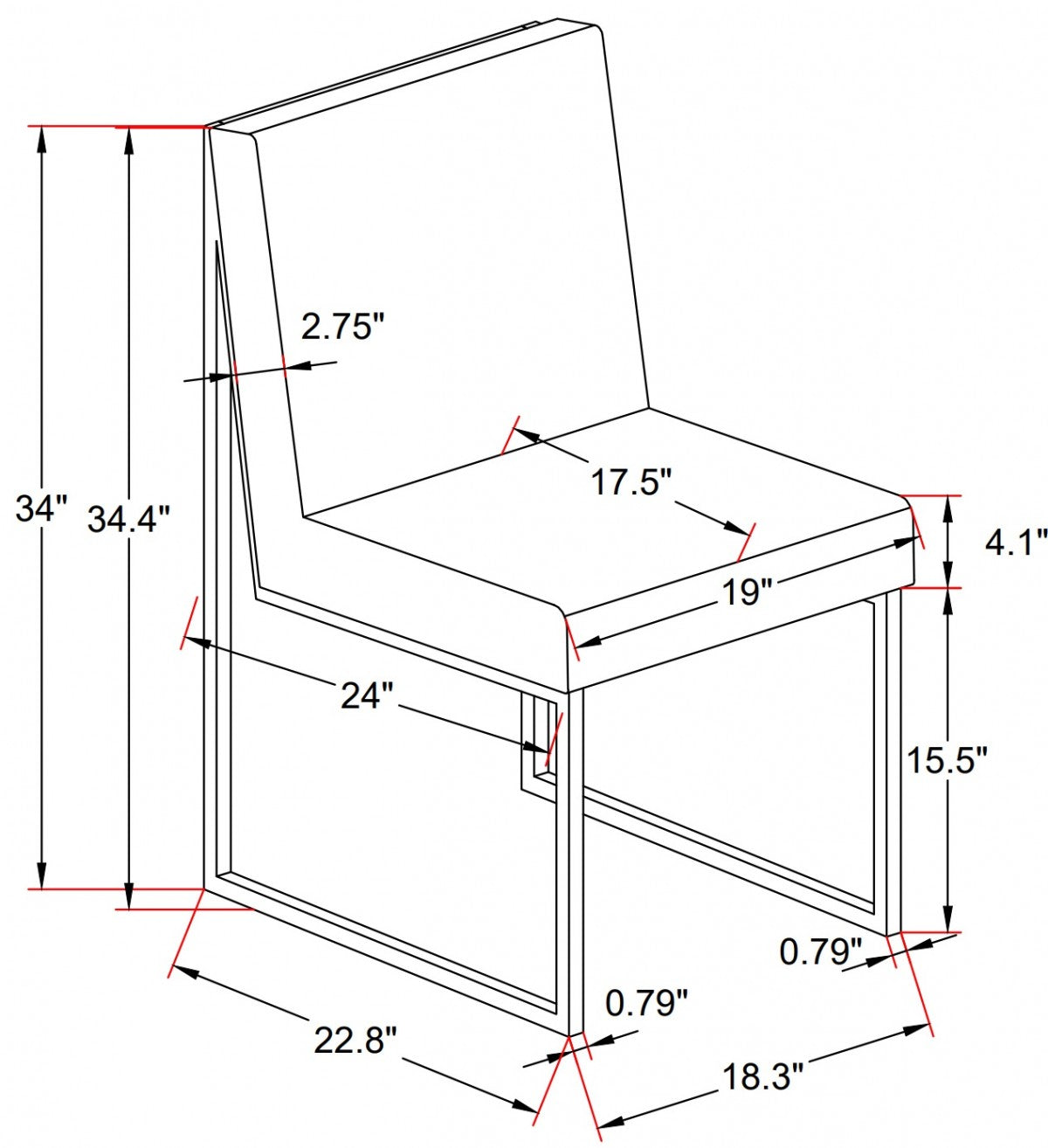 DINING CHAIR, SET OF 2 - BLACK