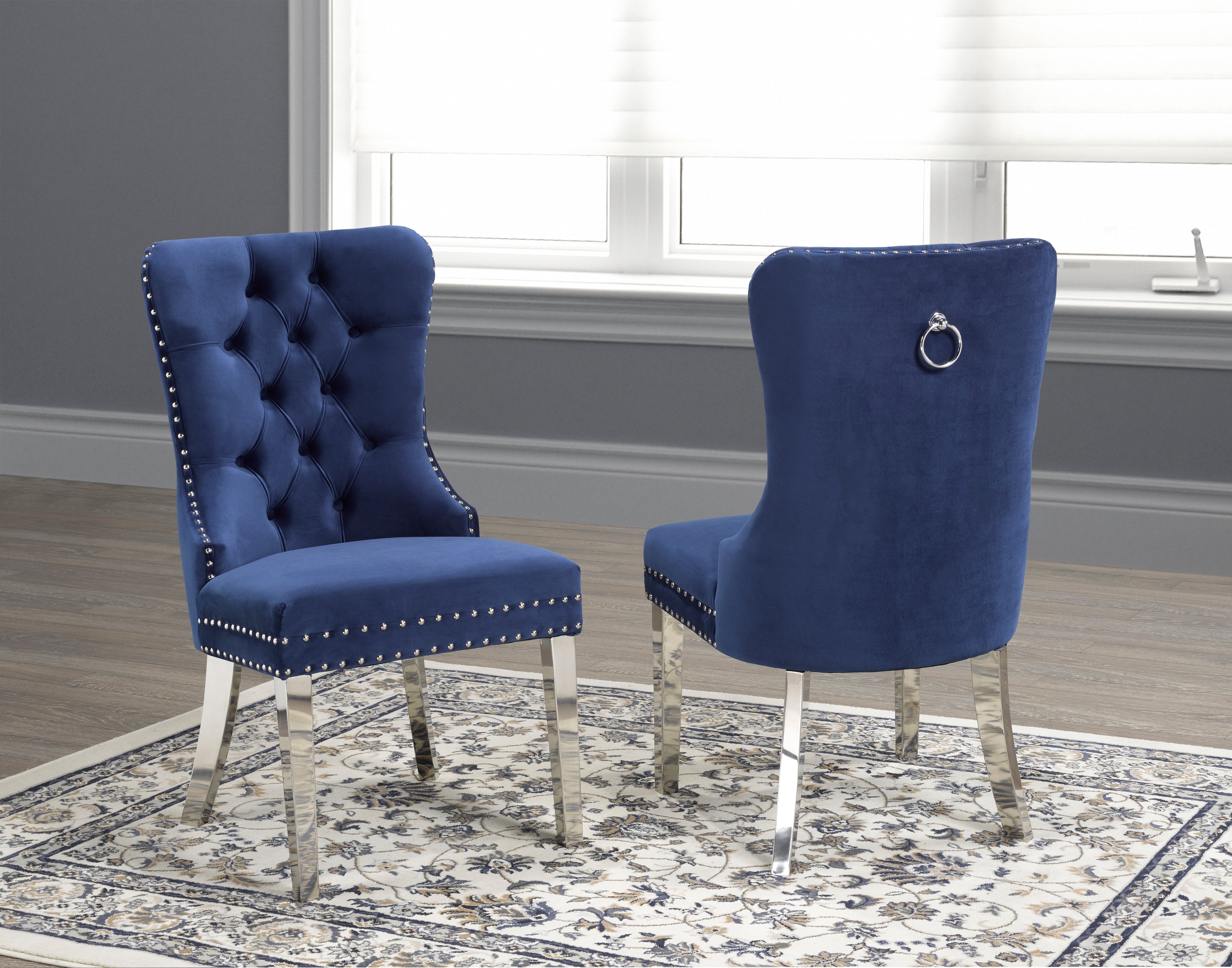 DINING CHAIR, SET OF 2 - NAVY
