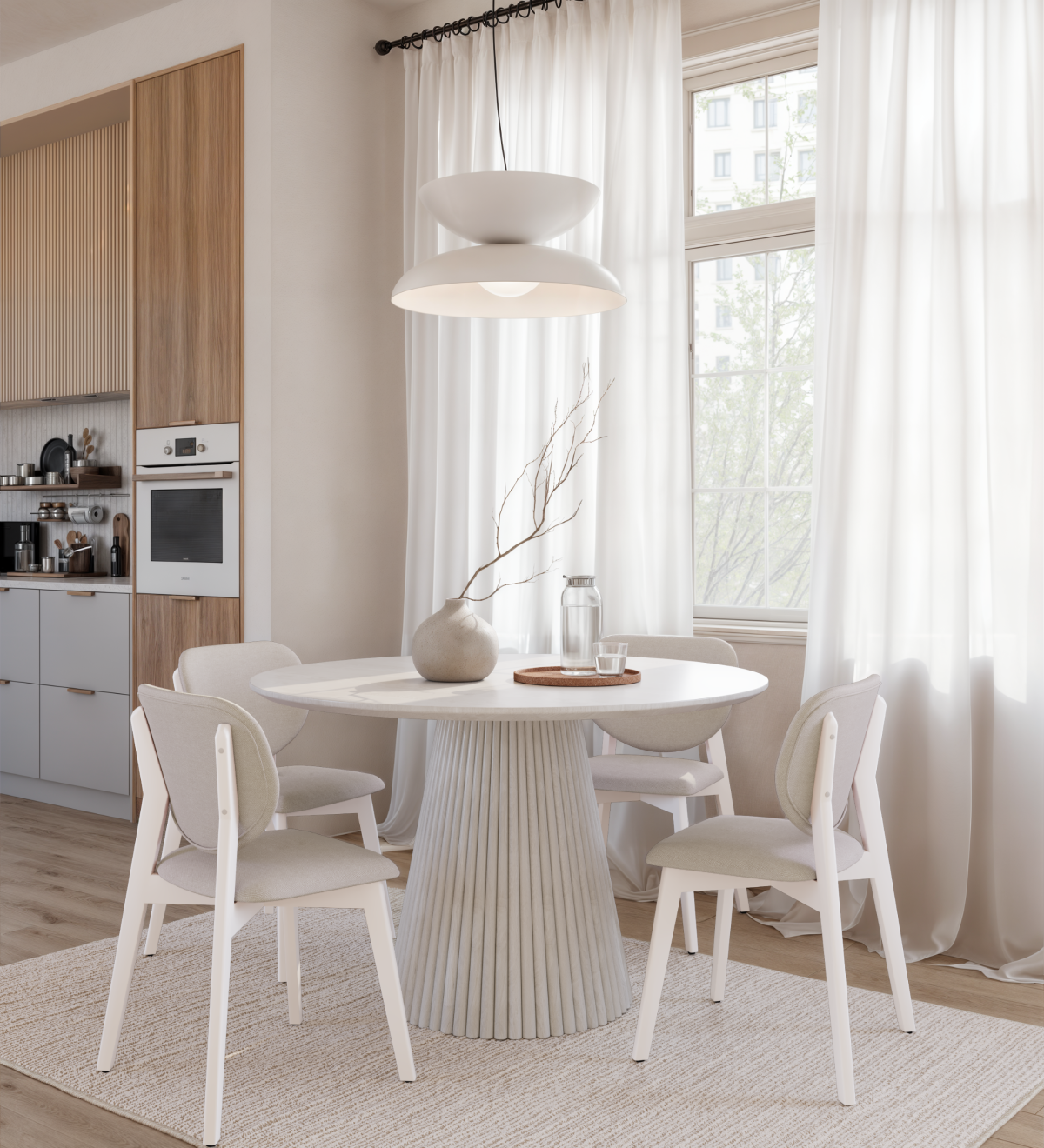 DINING CHAIR, SET OF 2 - CREAM