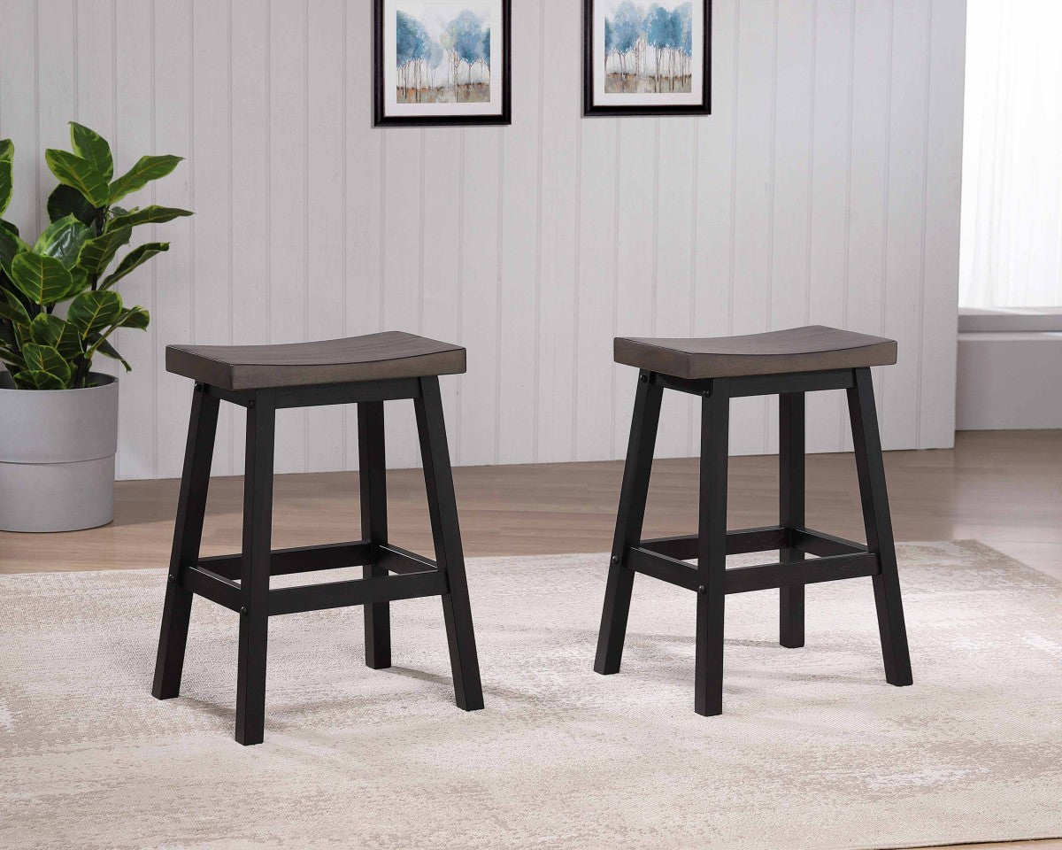COUNTER STOOL, SET OF 2 - OAK/DARK GREY