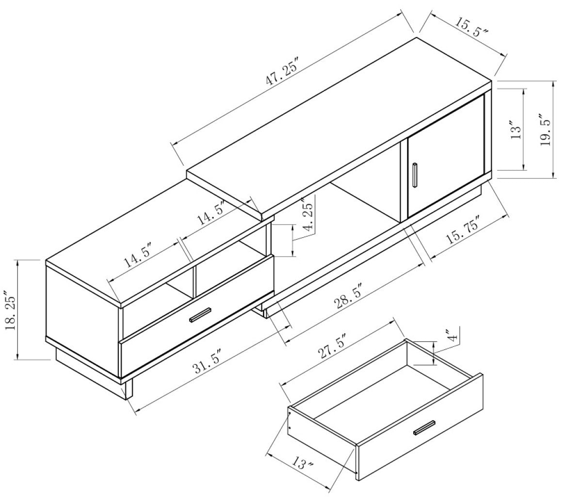 48'' EXPANDABLE TV STAND - DARK CHERRY