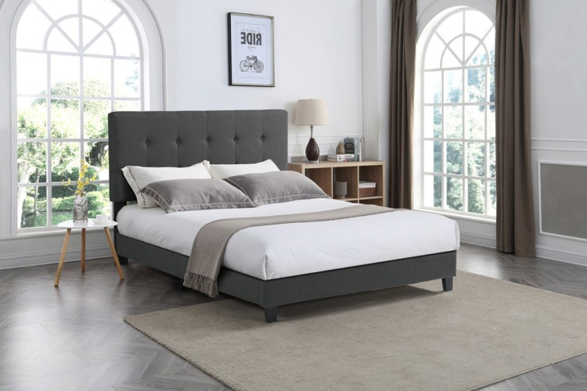KING PLATFORM BED, DARK GREY
