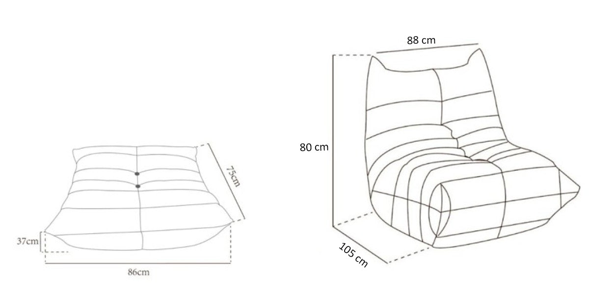 ARMLESS CHAIR & OTTOMAN - TAUPE