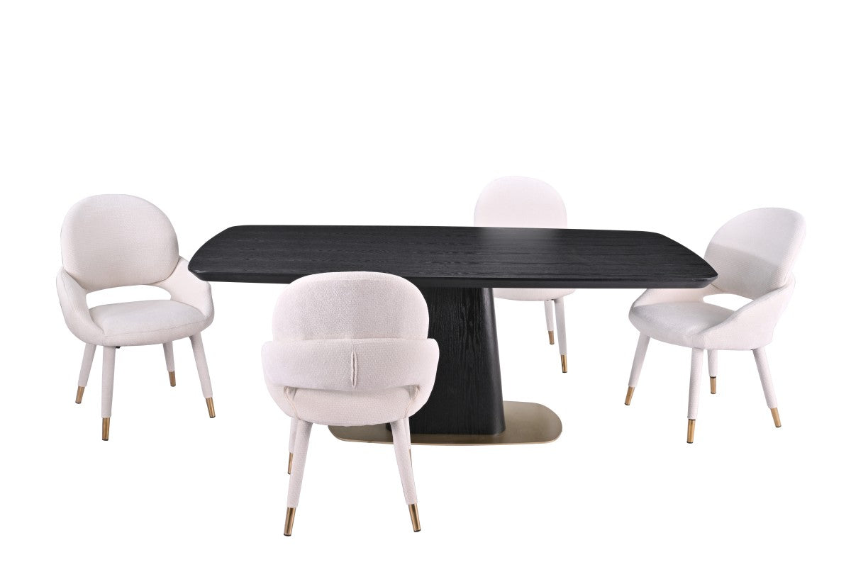 5-PIECE DINING SET - BLACK/BEIGE