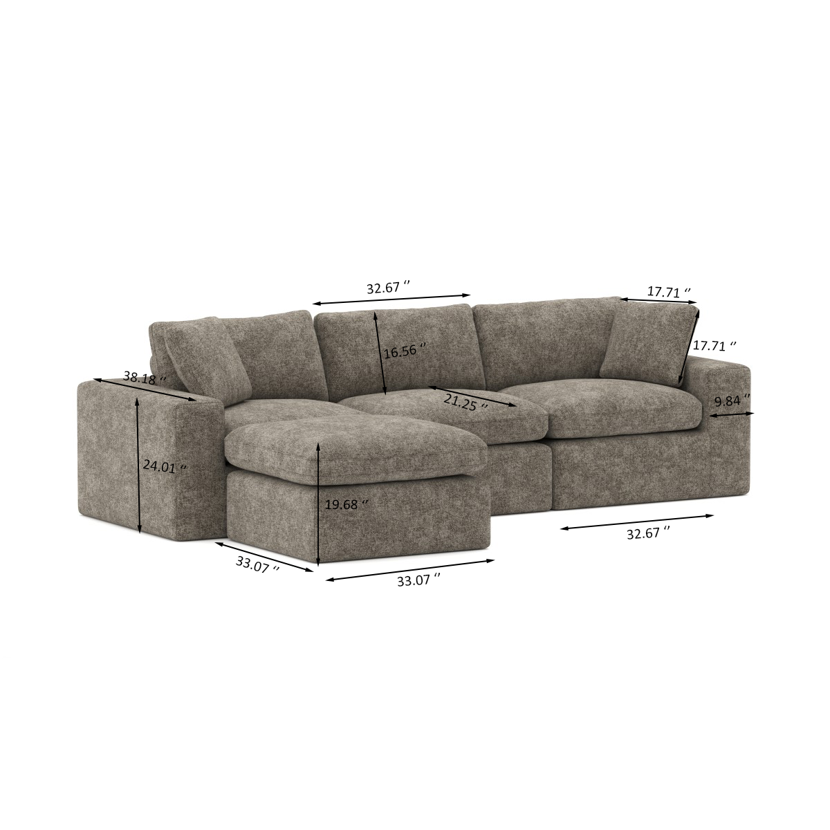 SECTIONAL - BROWN