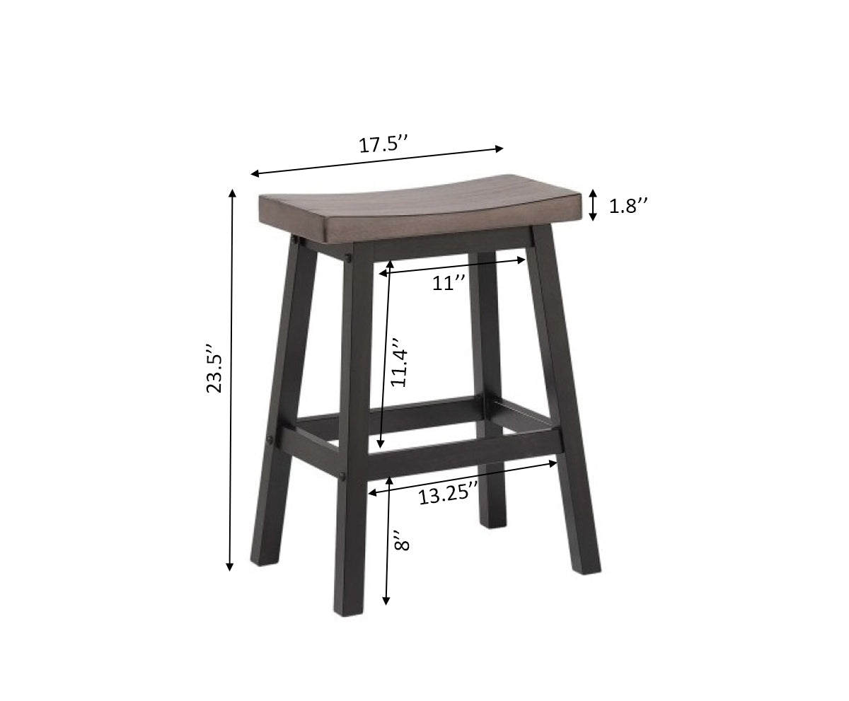 COUNTER STOOL, SET OF 2 - OAK/DARK GREY