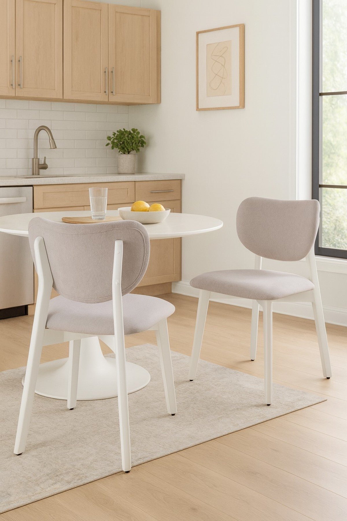 DINING CHAIR, SET OF 2 - CREAM