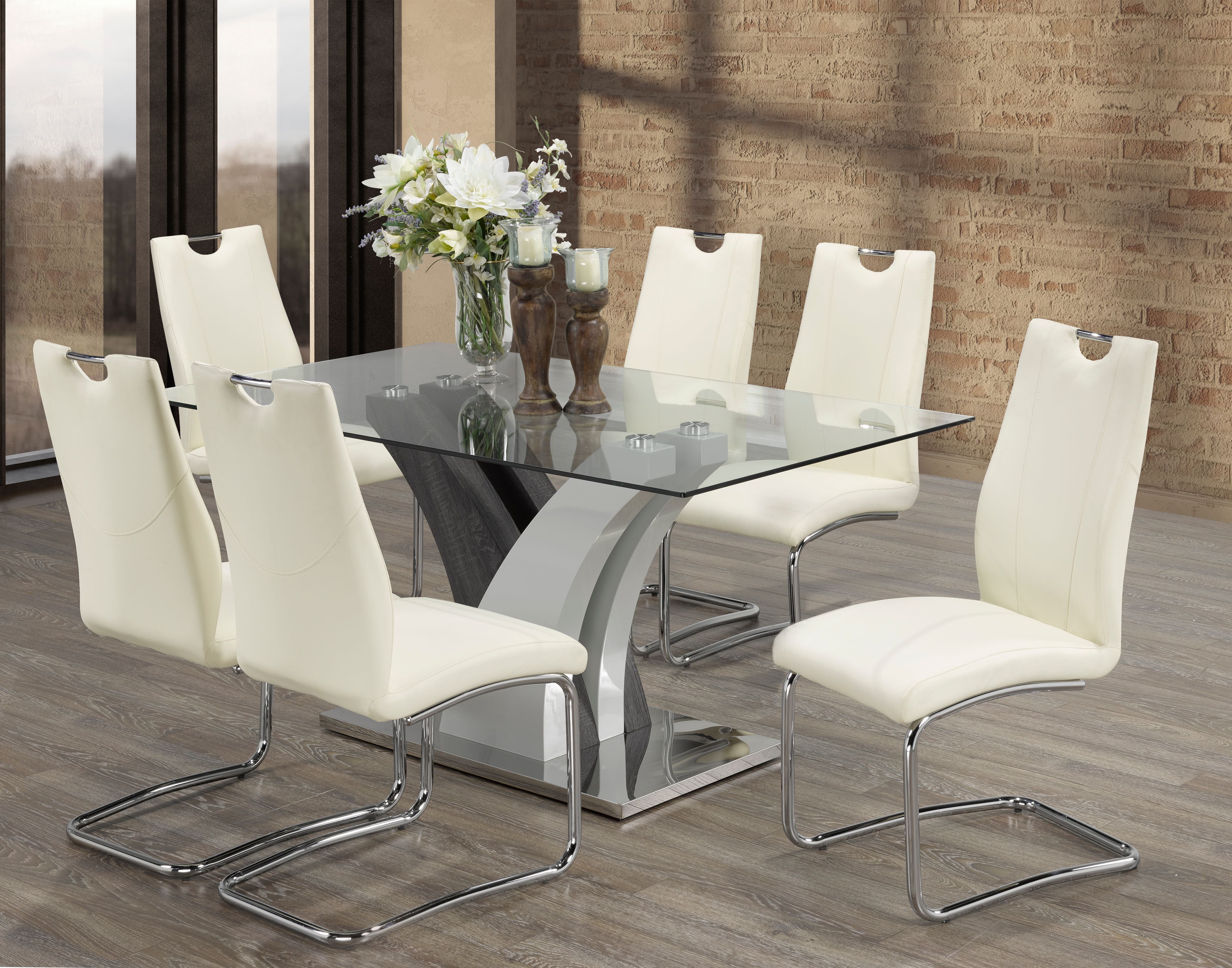 7-PIECE DINING SET - WHITE