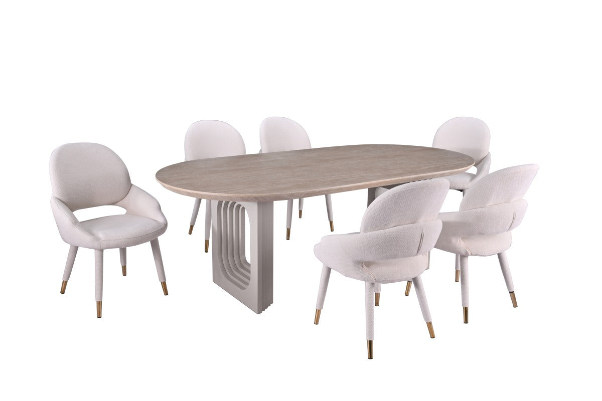 7-PIECE DINING SET - BEIGE