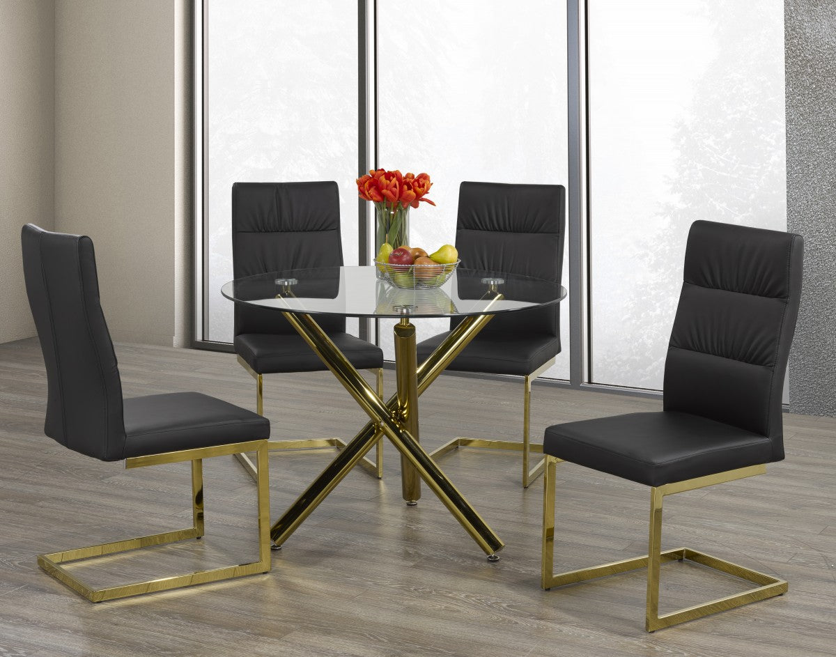 5-PIECE DINING SET, BLACK/GOLD