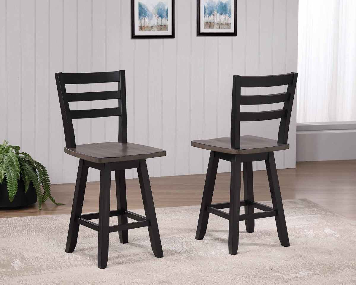 COUNTER STOOL, SET OF 2 - OAK/DARK GREY