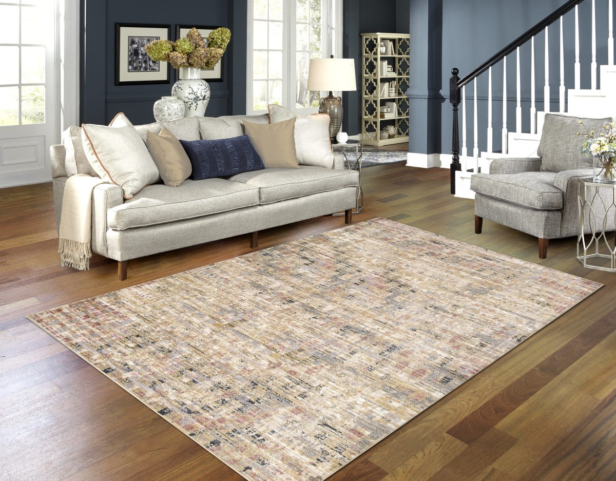 5 X 8 AREA RUG - TAN/BROWN/RUST