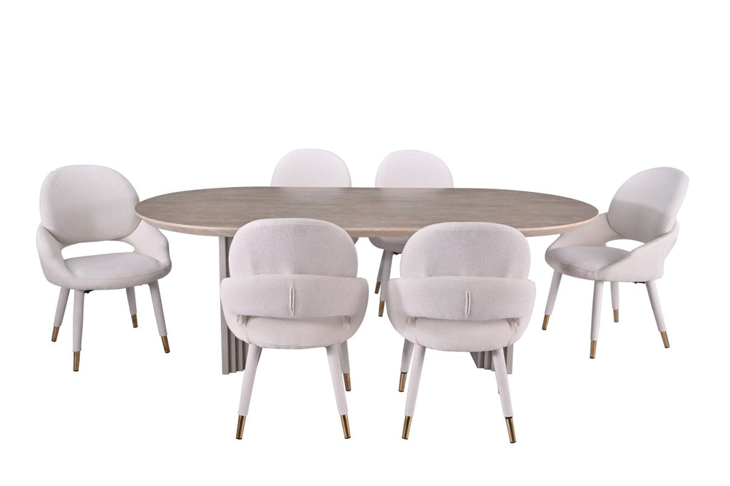 7-PIECE DINING SET - BEIGE