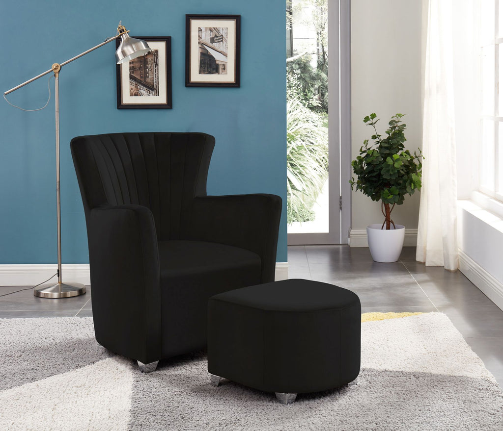 CHAIR & OTTOMAN - BLACK