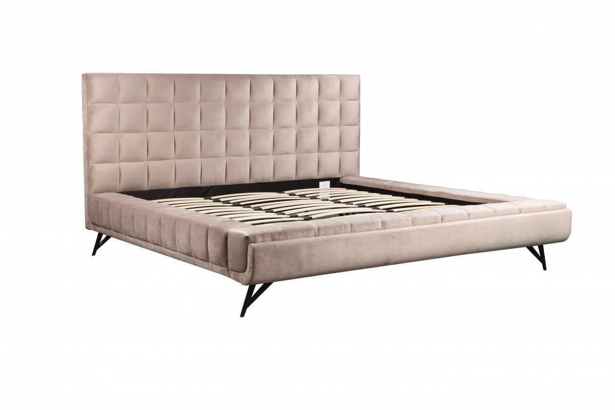KING PLATFORM BED - BEIGE