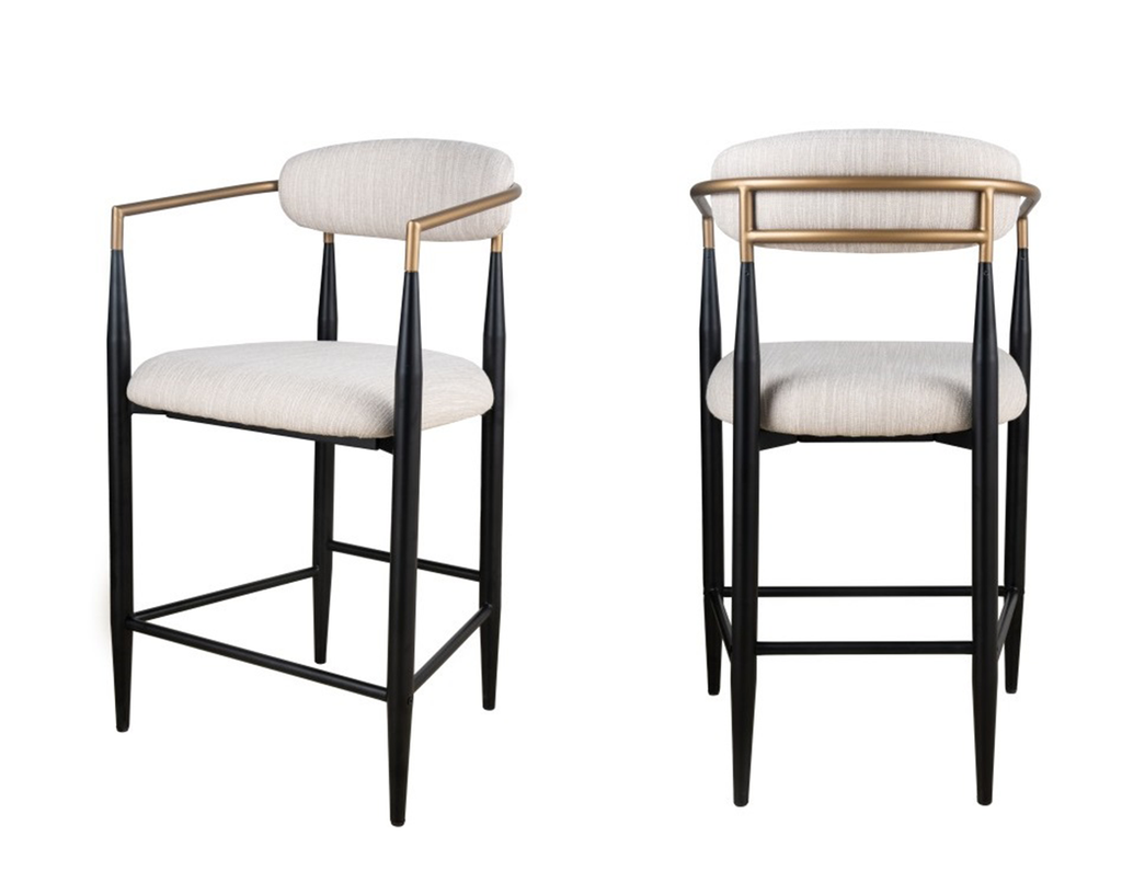 COUNTER STOOL, SET OF 2 - BEIGE