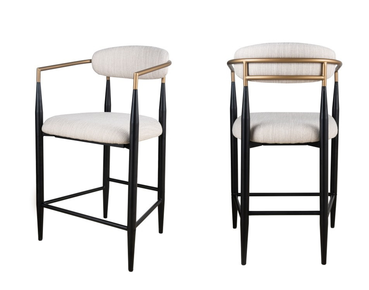 COUNTER STOOL, SET OF 2 - BEIGE