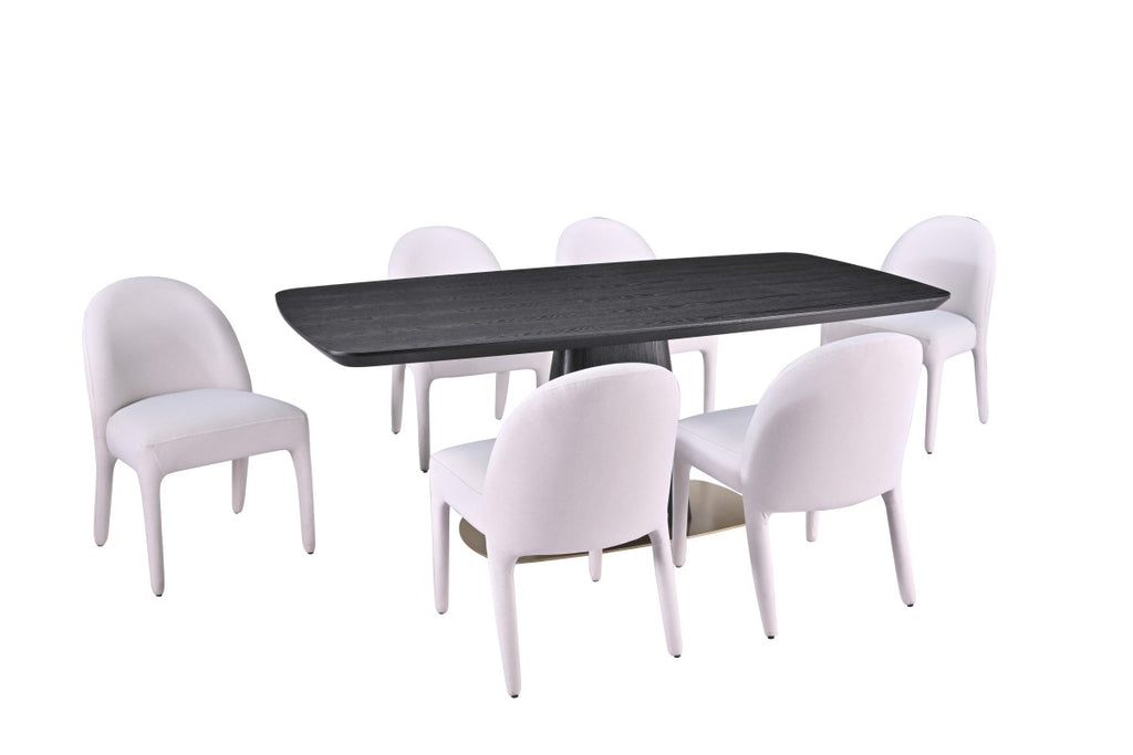 7-PIECE DINING SET - BLACK/BEIGE