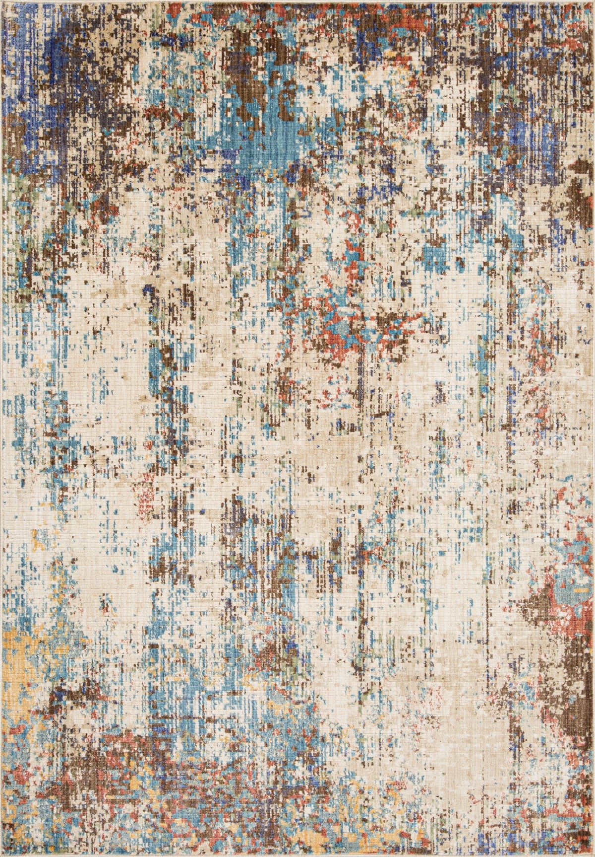8 X 11 AREA RUG - CREAM/TAUPE/BLUE