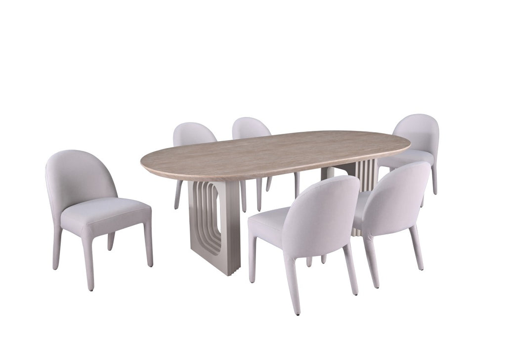 7-PIECE DINING SET - BEIGE