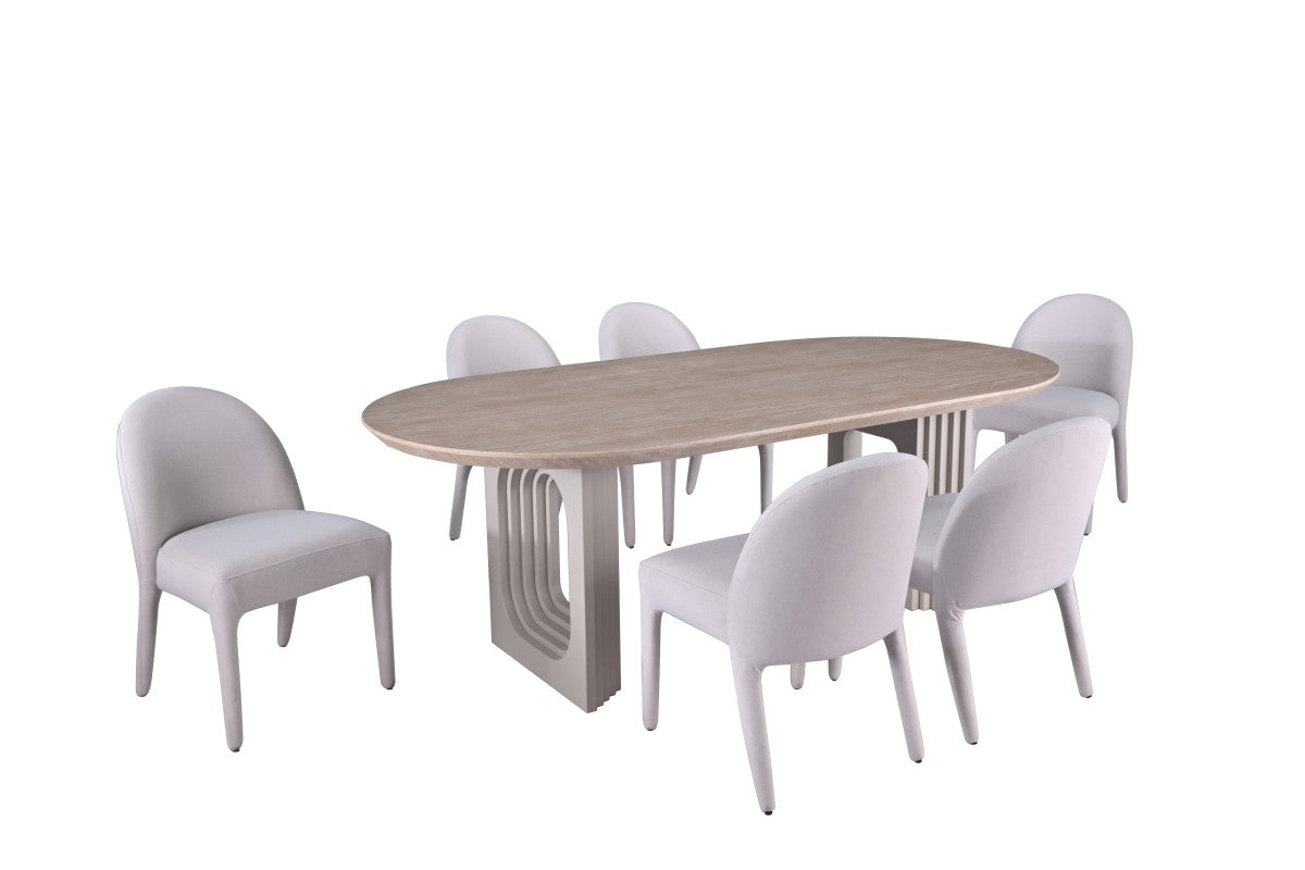 7-PIECE DINING SET - BEIGE