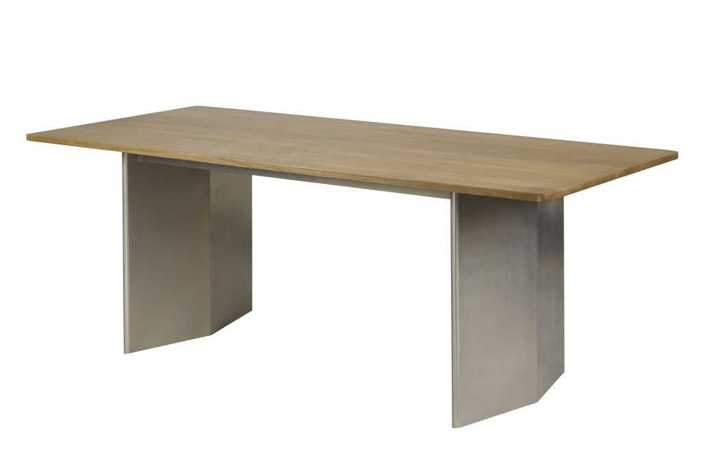 DINING TABLE - OAK/MATTE CHROME