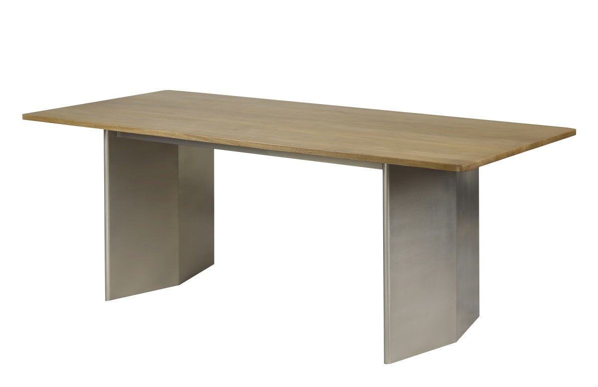 DINING TABLE - OAK/MATTE CHROME