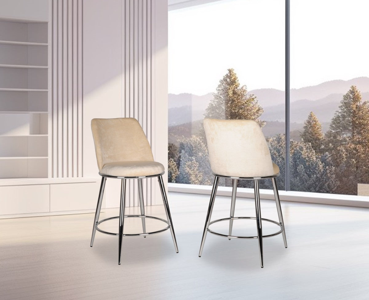 COUNTER STOOL, SET OF 2 - BEIGE