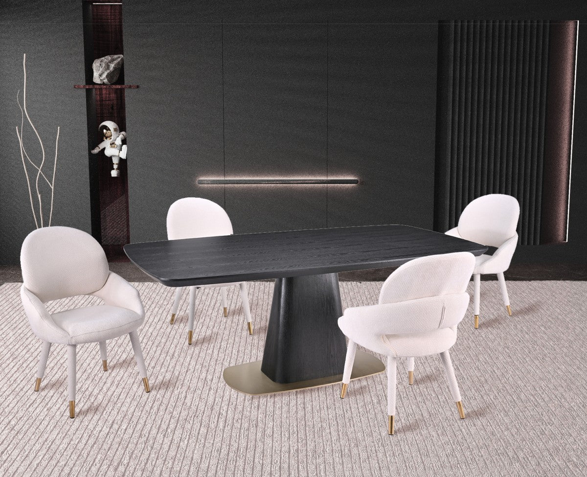 5-PIECE DINING SET - BLACK/BEIGE