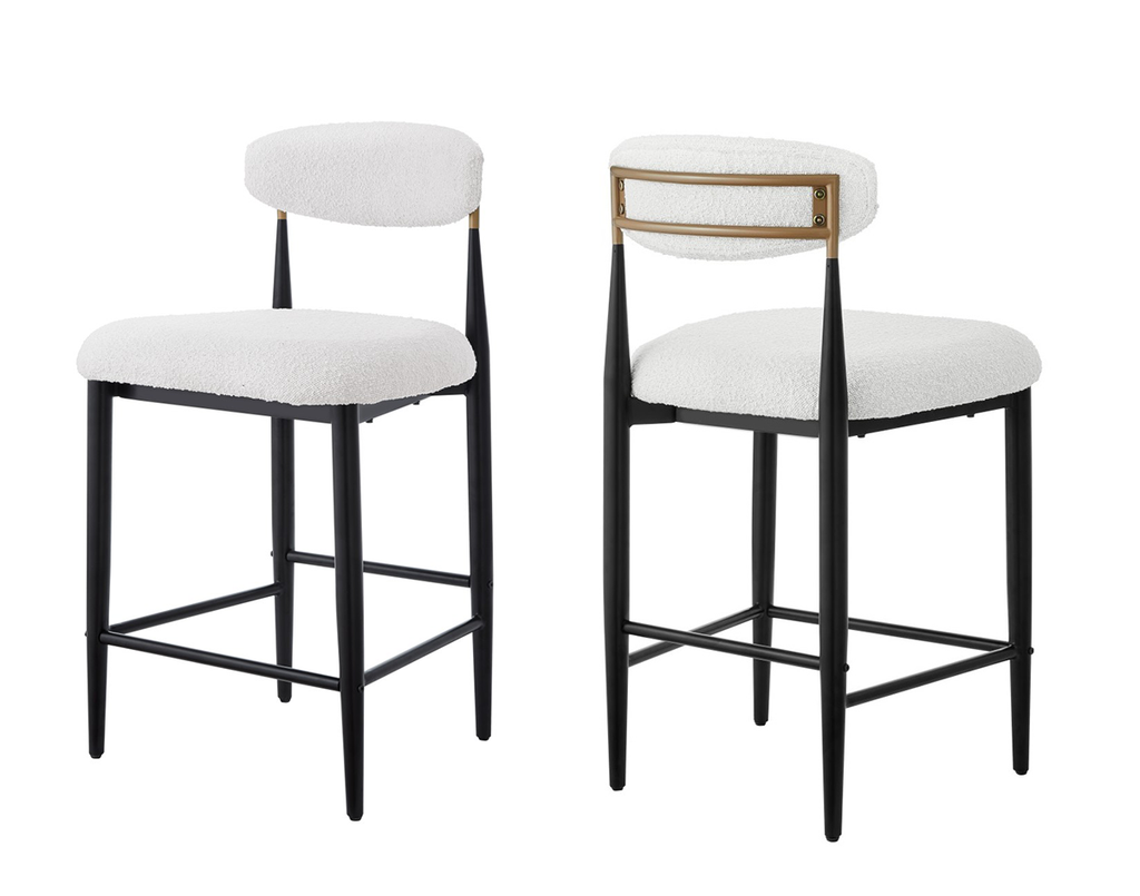 COUNTER STOOL, SET OF 2 - WHITE/BLACK