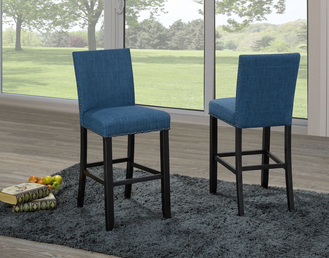 29'' BAR STOOL, SET OF 2 - BLUE