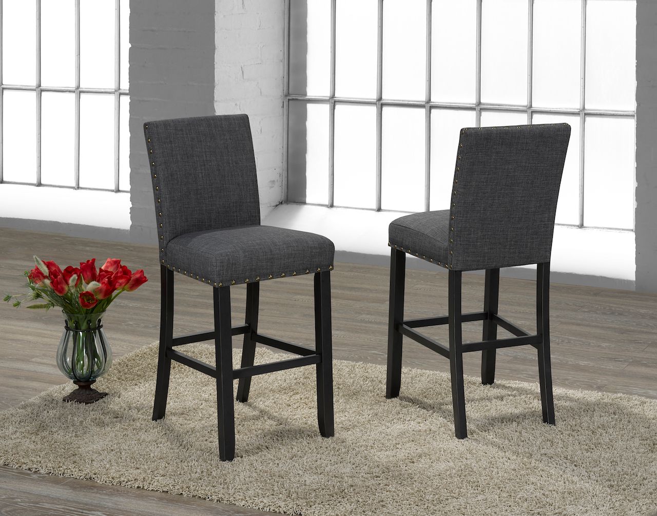 29'' BAR STOOL, SET OF 2 - GREY