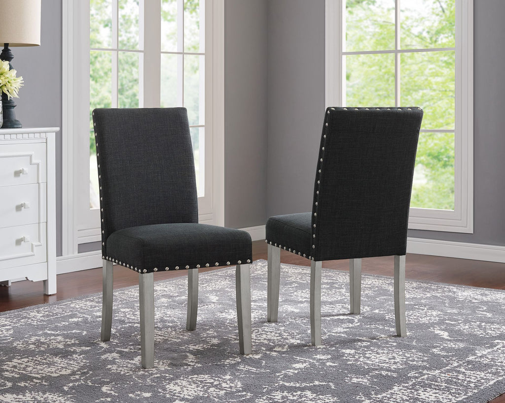 DINING CHAIR, SET OF 2 - DARK GREY