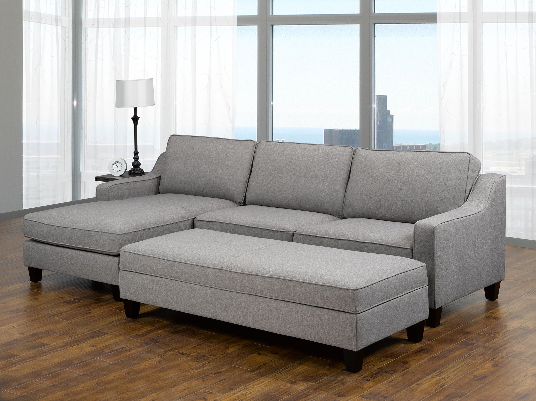 LHF SECTIONAL & OTTOMAN - GREY