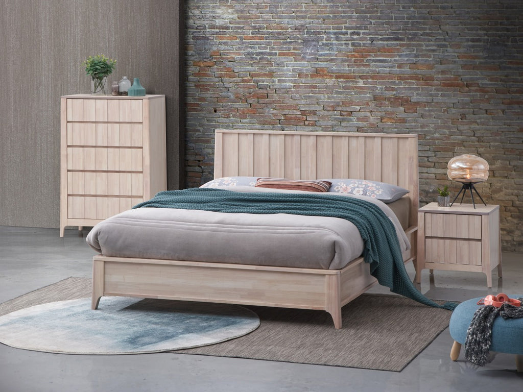 QUEEN PLATFORM BED - WHITE WASH