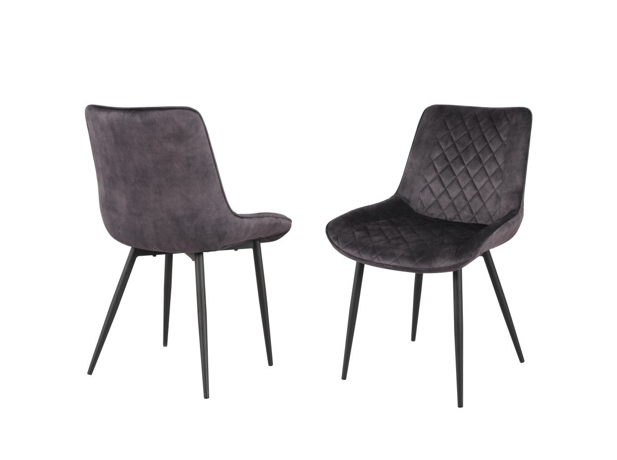 DINING CHAIR, SET OF 2 - DARK GREY