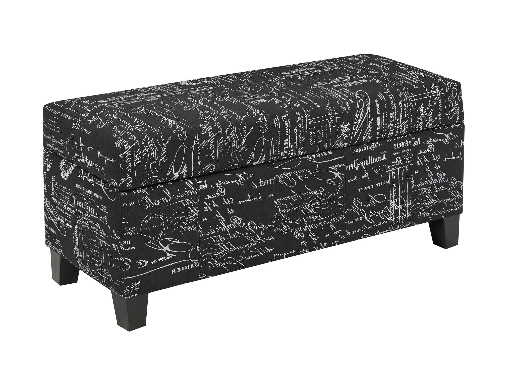 STORAGE OTTOMAN - BLACK SRIPT FABRIC