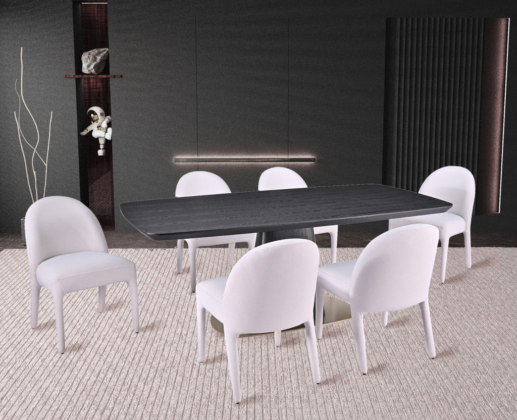 7-PIECE DINING SET - BLACK/BEIGE